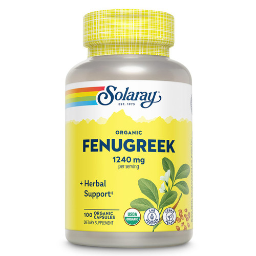 SOLARAY Organic Fenugreek 1240 mg - USDA Organic Fenugreek Capsules - Vegan, Lab Verified, 60-Day Money-Back Guarantee - 50 Servings, 100 Organic Capsules SOLARAY Organic Fenugreek 1240 mg - USDA Organic Fenugreek Capsules - Vegan, Lab Verified, 60-Day Money-Back Guarantee - 50 Servings, 100 Organic Capsules