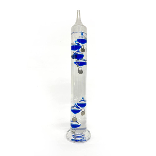 30cm Tall Free Standing Galileo Thermometer with Seven Blue Floating Globes | Measures temperatures from 16 Degrees Centigrade to 28 Degrees | Also in Fahrenheit | Weather Station | Water Thermometer 30cm Tall Free Standing Galileo Thermometer with Seven Blue Floating Globes | Measures temperatures from 16 Degrees Centigrade to 28 Degrees | Also in Fahrenheit | Weather Station | Water Thermometer