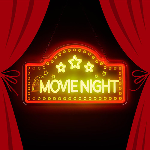 Retisee Movie Night Neon Sign 15.4 Inch Movie Theater Lights for Wall Night Party Decoration LED Neon Light for Birthday Party Wall Home Theater Film Room Decor