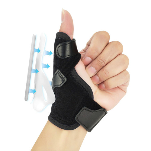 Hamshine New Upgraded 2 in 1 Thumb Brace, Removable Thumb Spica Splint Left Right Hand with 3 Level Stability, Reversible Thumb Support for CMC, De Quervain's Tendonitis, Trigger Thumb, Medium (Black)