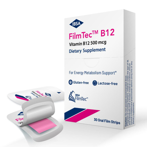 Ibsa FilmTec B12 - Dietary Supplement – 500 mcg Vitamin B12-30 Oral Dissolving Films for Immediate Release and Tolerability - Gluten-Free, Lactose-Free, Sugar-Free, Non-GMO
