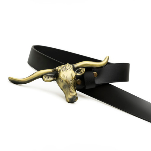 Texas Sun Black Medium - Western Belts for Woman - Leather Cowgirl Belt w/Longhorn Bull Metal Belt Buckle - Stylish Country Concert Outfits for Women