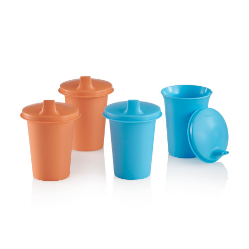 Tupperware Bell Tumblers and Sipper Seal Set, 4 Count, Dishwasher Safe and BPA Free (4 Tumblers, 4 Lids, 7 fl oz each)