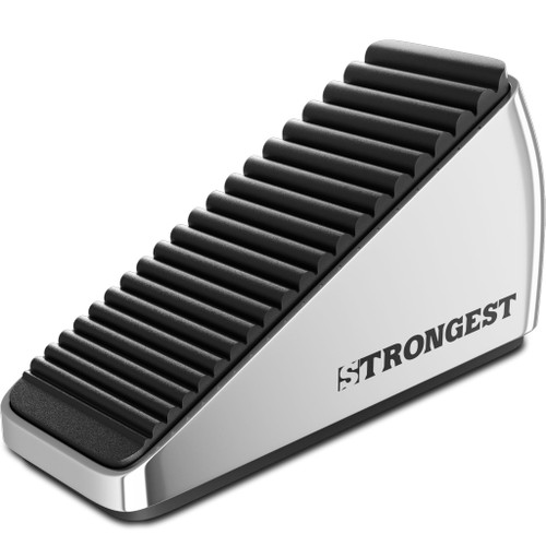 Strongest Home 1-Pack XL Heavy Duty Door Stoppers for Bottom of Door - Durable Door Stop Wedge with Superior Grip, X-Large Rubber Door Stopper Wedge for Large Gaps & Any Surface, 5-Inch Long - Chrome