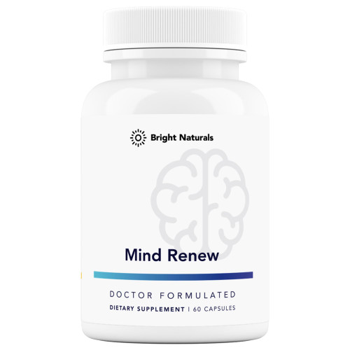 Bright Naturals Mind Renew - Brain Supplements for Memory and Focus with Lion's Mane and Ginkgo Biloba Extract - 60 Capsules