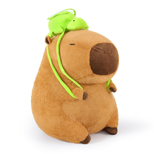 Ditucu Giant Capybara Plush with Turtle Backpack Large Jumbo Soft Capibara Stuffed Animal Big Size Fat Oversized Plushies Toys Gifts for Kids Girlfriend Brown 36 inch