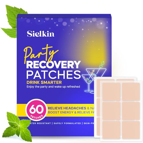 Sielkin Recovery Patch 50 Pack: Wake Up Refreshed with Natural Ingredients - Waterproof & Skina-Friendly - Pre-Drink Patch for Festivals & Nights Out