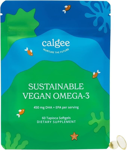 Calgee Vegan Omega 3-450mg DHA & EPA Fatty Acids - Sustainable Algae Oil - Plant-Based Fish Oil Alternative - Carrageenan-Free Softgels (60 Ct) Calgee Vegan Omega 3-450mg DHA & EPA Fatty Acids - Sustainable Algae Oil - Plant-Based Fish Oil Alternative - Carrageenan-Free Softgels (60 Ct)