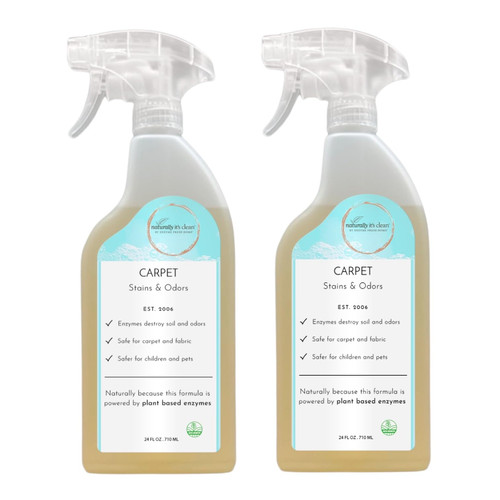 naturally it's clean Carpet Stains & Odors Cleaner; Plant Based Enzyme Safely Cleans Pet/Food Stains, Grease & Ink from Carpets, Rugs, Upholstery & Drapery, 24oz Spray Bottle x 2 Pack-1766096714
