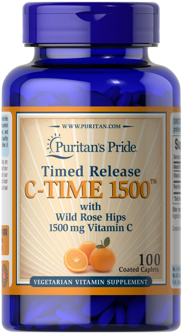 Puritan's Pride Vitamin C 1500 mg with Rose HIPS Caplets, 100 Count-1766097711