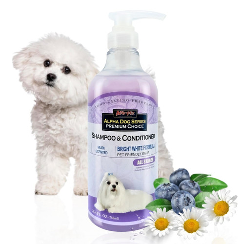 Alpha Dog Series Bright White Grooming Natural Dog Shampoo and Conditioner with Aloe Vera, pH balanced Shampoo for Dogs, Tear-Free, Moisturizing Dog Shampoo for Sensitive Skin - 26.4 Oz-1766097821
