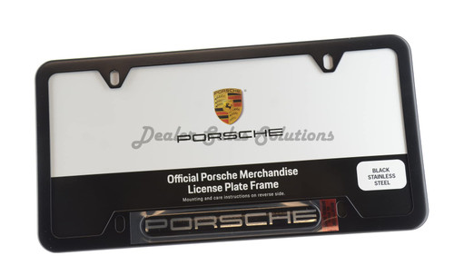 Porsche Genuine OEM Stainless Steel Nameplate License Frame - Matte Black Finish-1766097936