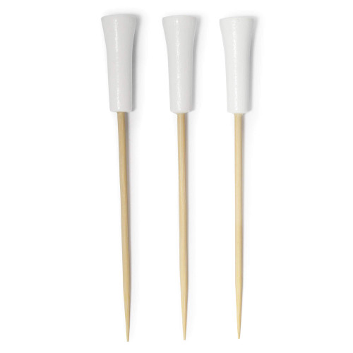 BambooMN Decorative Golf Tee Bamboo Cocktail Sandwich Skewer Picks - 4.25" - White - 300 Pieces-1766098793
