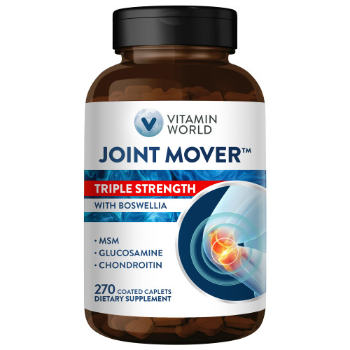 Vitamin World Triple Strength Joint Mover, Glucosamine Chondroitin with MSM Joint Support Supplement, Collagen & Boswellia Serrata Extract, Support Joint Strength, Comfort & Flexibility, 270 Caplets-1766099578