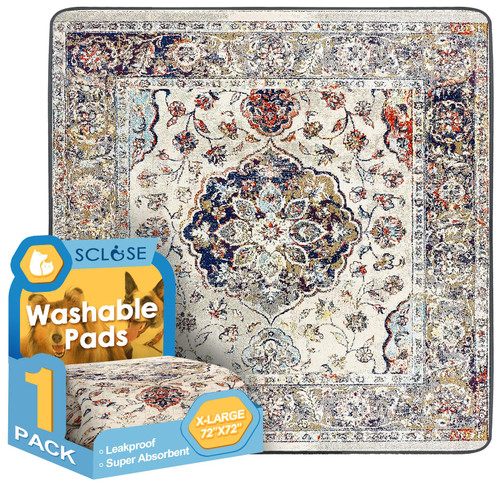 SCLOSE Washable Pee Pad for Dogs Extra Large, 72" x 72" Reusable Puppy Pads Waterproof Dog Rugs, Super Absorbent, Leakproof, Dog Crate Pad, Playpen Mat, Whelping Pads, Vintage Medallion SCLOSE Washable Pee Pad for Dogs Extra Large, 72" x 72" Reusable Puppy Pads Waterproof Dog Rugs, Super Absorbent, Leakproof, Dog Crate Pad, Playpen Mat, Whelping Pads, Vintage Medallion