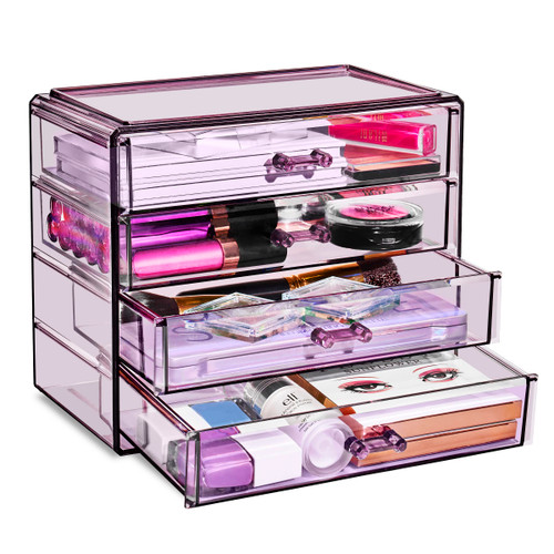 Sorbus Makeup Organizer - 4 Drawer Acrylic Make Up Organizers and Storage for Cosmetics, Jewelry, Beauty Supplies, Clear Makeup Organizer for Vanity, Girl's Room, College Dorm, Counter, Bathroom Sink Sorbus Makeup Organizer - 4 Drawer Acrylic Make Up Organizers and Storage for Cosmetics, Jewelry, Beauty Supplies, Clear Makeup Organizer for Vanity, Girl's Room, College Dorm, Counter, Bathroom Sink