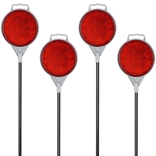 JOYTUTUS Reflective Driveway Markers, 48.43 Inch Double Sided Driveway Reflectors, Snow Plow Markers, Fiberglass Pole Red Driveway Markers for Night and All-Weather (Pack of 4)