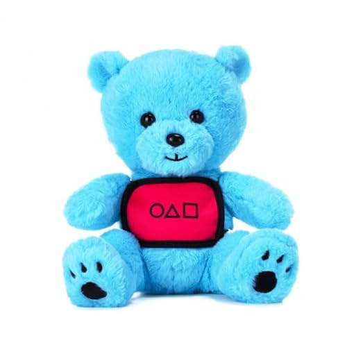Play by Play Squid Game The Challenge Plush Toy Teddy Bear Blue with Box Display Bear with a Dalgon Card - Height 25 cm