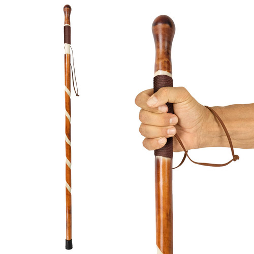 Vive Wooden Walking Stick - (48") Willow Cane for Seniors Hiking & Balance - Heavy Duty Carved Twisted Wood Sticks for Men & Women - Stylish Support Pole for Outdoor Trekking & Weight Bearing