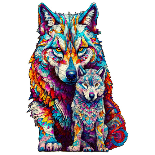 KAAYEE Wooden Jigsaw Puzzles-Wooden Puzzle Adult Unique Shape Advanced Wolf Family Wooden Jigsaw Puzzle for Adult,Family Puzzles 16.5 * 11.3in 280pcs