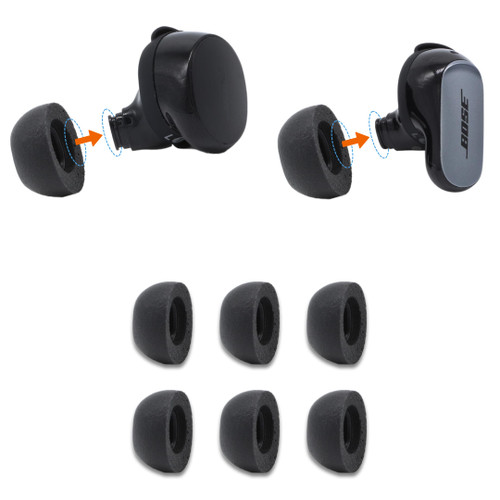 Comply Memory Foam Replacement Earbud Tips for Bose QuietComfort, II, Ultra 1&2 | Ultimate Comfort, Secure Fit, Superior Noise Isolation | Black (S/M/L) (3 Pairs)