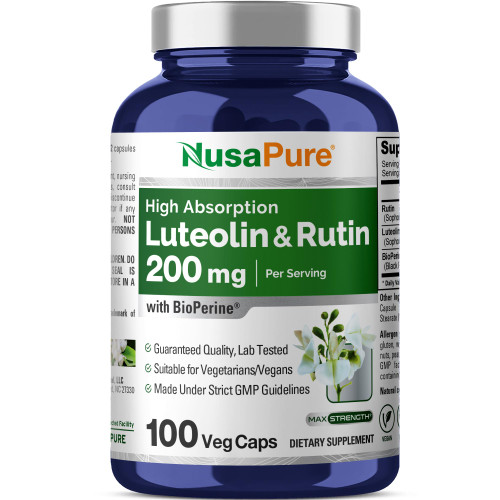 NusaPure Luteolin Complex with Rutin 200 mg | 100 Capsules | Vegetarian, Non-GMO & Vegan Flavonoid Formula