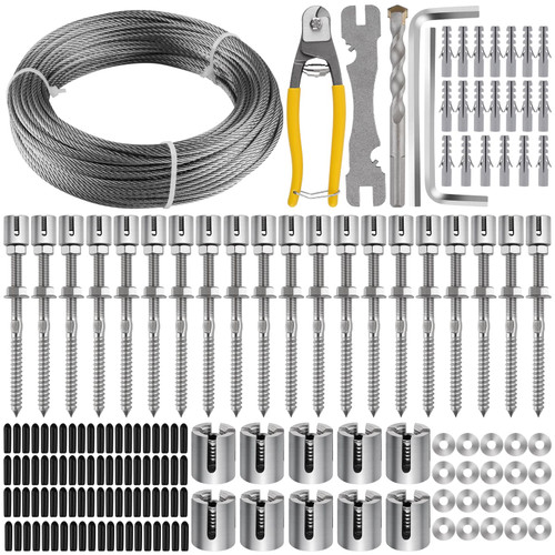 100FT Garden Wire Trellis for Climbing Plants, Kalolary T316 Stainless Steel Garden Trellis for Outdoor Wall-Mounted Heavy Duty Wire Trellis Kit Wire Ropes System Kit for Plants Vines Wall Decoration