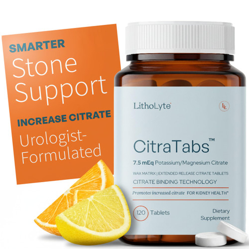 LithoLyte CitraTabs® 7.5 mEq | Extended-Release Citrate Tablets | Kidney Health Protector | Science-Backed Support Beyond Cleanse, Detox, or Stone Dissolver Supplements | 120 Tablets