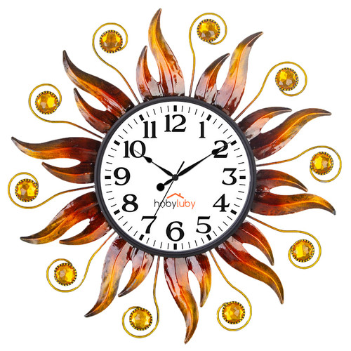 HOBYLUBY Outdoor Clock Silent Non-Ticking, 13" Sun Outdoor Wall Clock for Patio, Living Room, Home Decor(Orange) HOBYLUBY Outdoor Clock Silent Non-Ticking, 13" Sun Outdoor Wall Clock for Patio, Living Room, Home Decor(Orange)
