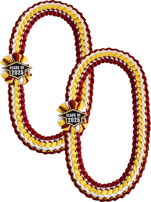 TFTAFAN Silk Graduation Leis Class of 2025 Graduation Ribbon Leis Graduation Necklace Braided Necklaces For High School College Graduation DIY Decors Party Supplies (1, Burgundy,white,and gold)