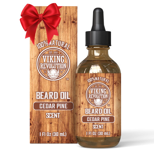 Viking Revolution Cedar and Pine Beard Oil for Men - Natural Argan and Jojoba Beard Softener, Conditioner for Strengthening and Moisturizing (1 Pack)