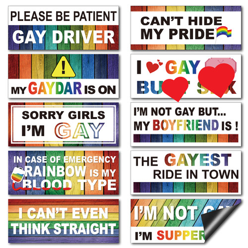 Frienda 10 Pcs Bumper Decals Funny LGBT Stickers Rainbow Bumper Prank Car Stickers Colorful Car Accessories for Truck Vehicle Luggage Window Refrigerator(Magnetic,Stylish Style) Frienda 10 Pcs Bumper Decals Funny LGBT Stickers Rainbow Bumper Prank Car Stickers Colorful Car Accessories for Truck Vehicle Luggage Window Refrigerator(Magnetic,Stylish Style)