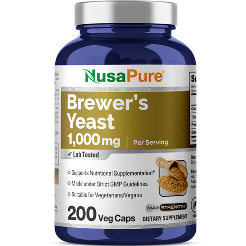 NusaPure Brewer’s Yeast - Suitable for Vegetarian/Vegan, Non - GMO - 1000mg 200 Capsules