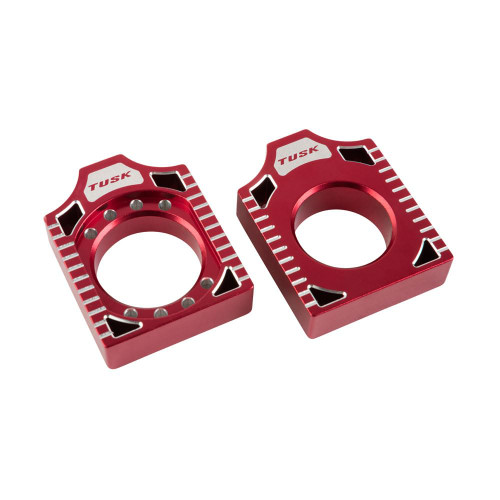 Tusk Racing Axle Blocks Red Compatible with Honda CRF250R 2009-2026/Honda CRF450R 2009-2026