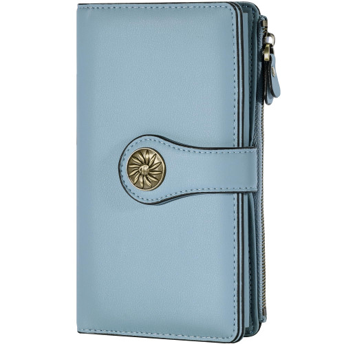 Travelambo Women's Wallet RFID Blocking Trifold Clutch Large Capacity Credit Card Holder Travel Purse