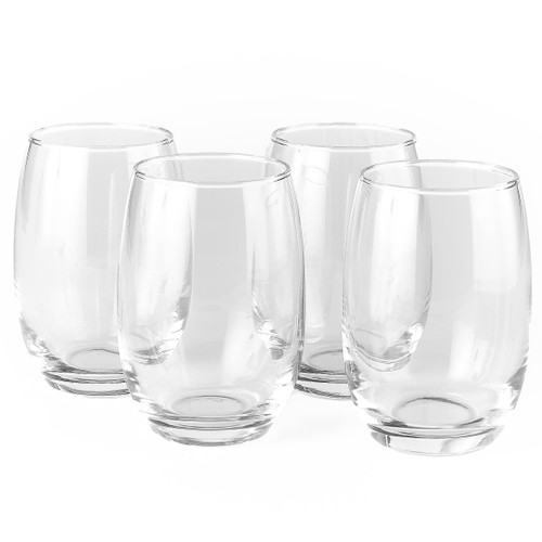 Cristar Stemless Wine Glasses Set of 4, 15.5 Ounce Glasses for Red or White Wine