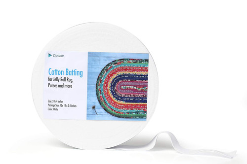Zipcase On-A-Roll Upholstery Needle-Punched Cotton Batting for Jelly Roll Rugs, Purses, 2-1/4 inches by 50 Yards