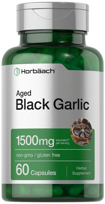Horbäach Aged Garlic Extract Capsules 1500mg | 60 Count | Fermented Supplement | Non-GMO, Gluten Free