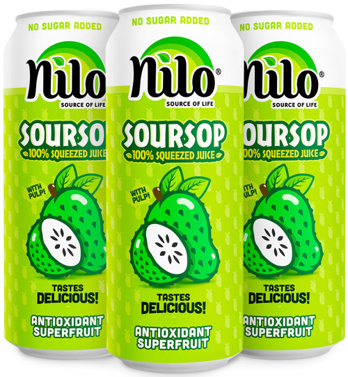 NILO Soursop Juice | 100% Real Guanabana Soursop Graviola | NO Sugar added | NOT From Concentrate | 16.57 oz (Pack of 12)