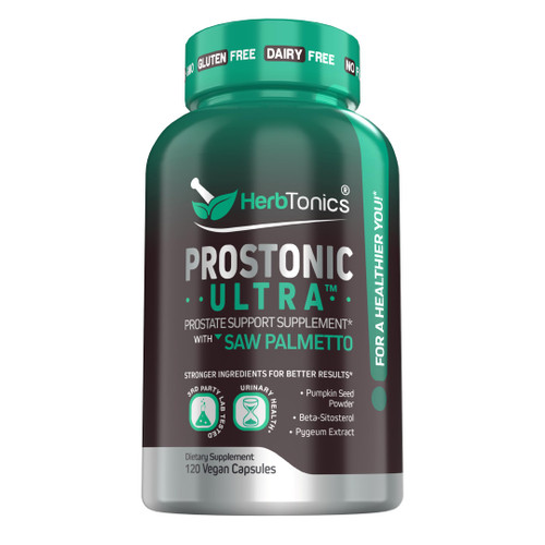 Herbtonics Prostonic Ultra: Dual Prostate & Hair Support for Men – Saw Palmetto, Beta-Sitosterol, Pumpkin Seed – Promotes Urinary Health & Natural DHT Blocking – 120 Capsules