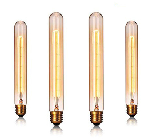 Edearkar E26/E27 Base, T10/T30 Tubular Vintage Edison Light Bulbs 25W T185 110V Dimmable T30 Antique Incandescent Light Bulb T30 Antique Filament Light Bulb, Pack of 4