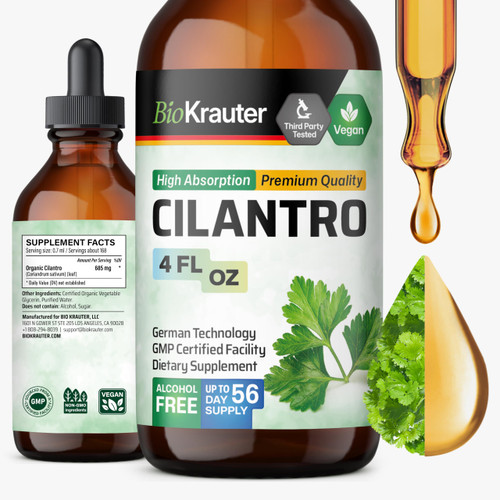 BIO KRAUTER Cilantro Supplement - Rich Source of Antioxidants - Natural Cleansing & Detox Cilantro Extract - Vegan, Alcohol Free Drops 4 Fl.Oz.