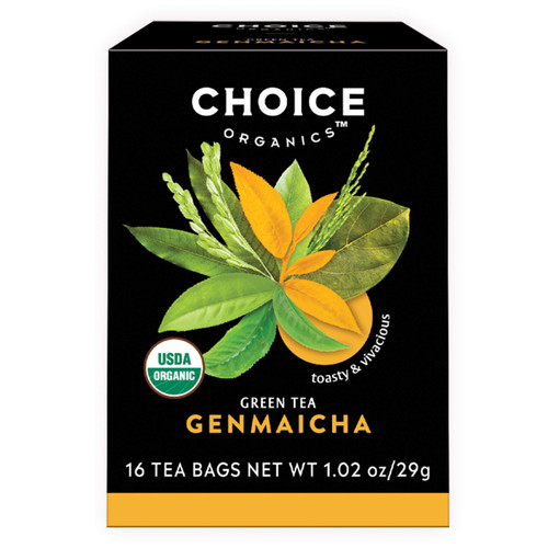 Choice Organics - Organic Genmaicha Tea (6 Pack) - Green Tea with Toasted Brown Rice - Compostable - 96 Organic Green Tea Bags