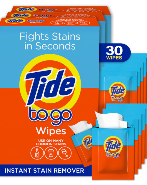 Tide To Go Stain Remover Wipes for Clothes, Instant Laundry Travel Stain & Spot Remover, 3 Pack, (30 Wipes Total) Tide To Go Stain Remover Wipes for Clothes, Instant Laundry Travel Stain & Spot Remover, 3 Pack, (30 Wipes Total)