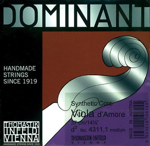 Thomastik Single String for Viola d'amore Dominant Scale 38.5 cm - D''-String Resonance, Steel Wound - 720