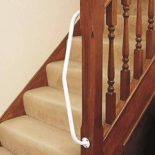 HOMECRAFT Steel Newel Rail, Epoxy Coated Steel Grab Rail, Safety Support Rail, Turns 90°, Ideal for Stair Posts, Comfortable and Easy Grip, Left Hand Side (Eligible for VAT Relief in The UK)