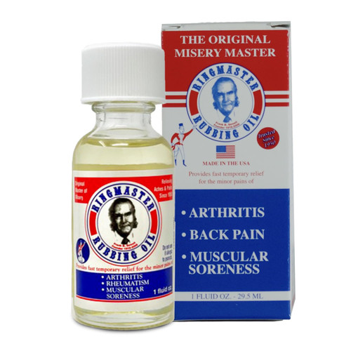 Ringmaster Rubbing Oil Pain Relief Since 1950 Made in USA for Arthritis, Rheumatism, Muscular Joint Soreness (1 oz)