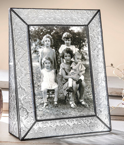 Clear Glass Picture Frame 5x7 Vertical Photo Display Desk or Tabletop Vintage Home Décor Family Wedding Anniversary Engagement Graduation Baby Gift J Devlin Pic 126 Series