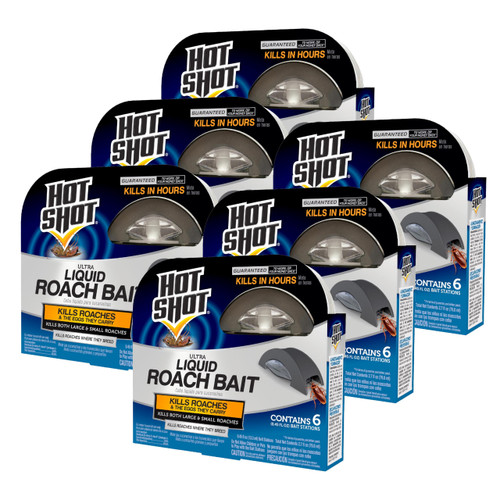 Hot Shot Ultra Liquid Roach Bait 6 Count, Kills In Hours, 6 Pack