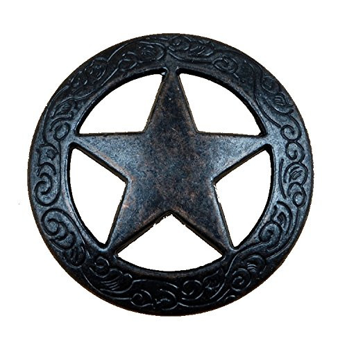 Set of 6 Fancy Garland Lone Star Drawer Pulls Cabinet Knobs Western Southwest Decor Texas (Oil Rubbed Brass)